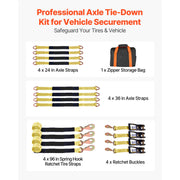 Bild in Galerie-Viewer laden, Amocart Wheel Chock Tie-Down Kit Car Tie Down Kit with Break Strength 10009lbs Working Load 3333lbs for ATV UTV & Pickup Trucks