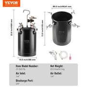 Bild in Galerie-Viewer laden, Amocart Spray Paint Pressure Pot 15L Pressure Pot Tank 60psi Adjustale Pressure Steel Pressure Pot Paint Tank Spray Gun Hose