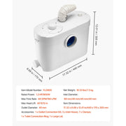 Load image into Gallery viewer, 500W/700W/900W/1200W Amocart Macerator Pump Waste Water Disposal Upflush Machine for Toilet, Basement, Shower, Laundry, Bathtub