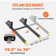 Bild in Galerie-Viewer laden, Amocart 43" Clamp on Pallet Forks 2000lbs Tractor Bucket Forks Heavy Duty Pallet Forks for Tractor Attachment Skid Steer