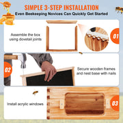 Load image into Gallery viewer, Amocart Bee Hive Deep Box Starter Kit 100% Beeswax Coated Natural Cedar Wood Langstroth Beehive Kit Transparent Acrylic