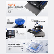 Load image into Gallery viewer, Amocart Heat Press Machine Heat Transfer Machine with 30 oz Tumbler Press 360° Swing Away Digital T-Shirt Pressing Coating