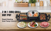 Charger l'image dans la visionneuse de galerie, Amocart 2in1 Electric BBQ Pan Grill Hot Pot Multifunction Home Portable Smokeless Nonstick Detachable Hot Pot Barbecue Plate