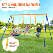 Bild in Galerie-Viewer laden, Amocart Swing Sets for Backyard 600lbs Capacity Swing Set with 1 Saucer Swing Seat 2 Belt Swing Seats Swingset Outdoor for Kids