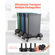 Load image into Gallery viewer, Amocart 200lbs Trash Can Dolly Slim Roller Base with 4 Lockable Wheels Rolling Plastic Bin Barrel Cart Fit 16/23 Gal Containers