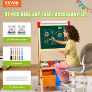 Charger l'image dans la visionneuse de galerie, SucceBuy 32PCS Kids Drawing Board Painting Accessories with Chalks Dry-Erase Markers & Paper Kit for Desktop/Standing Art Easel