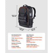 Charger l'image dans la visionneuse de galerie, Amocart 65 Pockets Tool Bag Tool Backpack with Molded Base Electrician Jobsite Back Pack for Repairman Tools Storage Organizer
