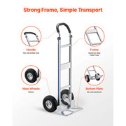 Charger l'image dans la visionneuse de galerie, Amocart 500LBS Hand Truck Dolly with Non-Slip Wheels & Tie-down Strap Aluminum Alloy Portable Trolley for Moving Home Warehouse