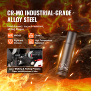 Charger l'image dans la visionneuse de galerie, SucceBuy Drive Impact Socket Set Deep Shallow Socket Set CR-V Alloy Steel Auto Repair Easy-to-Read Size Markings Storage Case