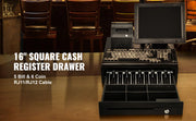 Charger l'image dans la visionneuse de galerie, Amocart Cash Register Drawer 16" 12 V for POS System Tray Removable Coin Compartment & 2 Keys Included RJ11/RJ12 Cable Drawer