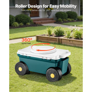 Bild in Galerie-Viewer laden, Amocart Garden Scooter with Seat 2in1 Rolling Garden Cart w/ Storage Bin Supports up to 227lbs Outdoor Wagon w/ Handle for Yard