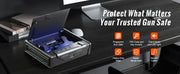 Bild in Galerie-Viewer laden, Amocart Gun Safe Q235 Steel Pistol Safe 3-Way Quick Access Firearm Case Gun Box Advanced Biometric Technology Travel Gun Safe