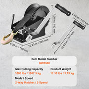 Charger l'image dans la visionneuse de galerie, Amocart Hand Winch Boat Trailer Winch Heavy Duty Rope Crank Polyester Strap & Two-Way Ratchet Manual Operated Hand Crank Winch