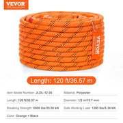 Bild in Galerie-Viewer laden, Amocart 120ft Dual-Weave Polyester Cord 3/8 1/2in 48-Strand Multi-Use Rope for Arborist Activities Outdoor Adventures Versatile
