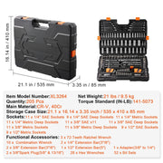 Charger l'image dans la visionneuse de galerie, Amocart Mechanics Tool Set and Socket Set 1/4" 3/8" 1/2" Drive Deep Standard Sockets 450 Pcs SAE and Metric Mechanic Tool Kit