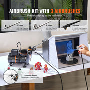 Bild in Galerie-Viewer laden, Amocart Airbrush Kit, Dual Fan Air Compressor Professional Airbrushing System Kit Airbrushes Mixing Wheel Cleaning Brush Set