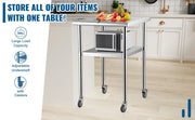 Charger l'image dans la visionneuse de galerie, Amocart 24 x 24 in Stainless Steel Kitchen Worktable shelves Commercial Work Bench Table with Caster Wheels for Home Kitchen