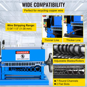 Charger l'image dans la visionneuse de galerie, Amocart Electric Wire Stripping Machine 370W 1.5mm-38mm Cable Stripper Peeling 11 Channels & 10 Blades Removing Plastic Rubber