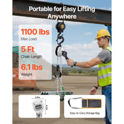 Load image into Gallery viewer, Amocart 0.25/0.5T Manual Lever Chain Hoist Come Along 5/10/20ft Lift Height with Dual Pawl Brake & Hooks for Warehouse Garage