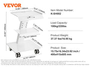 Load image into Gallery viewer, Amocart Lab Trolley 3-Layer Rolling Cart Metal Mobile Trolley 220 lbs Weight Capacity for Lab Clinic Beauty and Salon