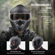 Charger l'image dans la visionneuse de galerie, Amocart Full Face Motorcycle Helmet Smart Street ABS & High Density Helmet with Bluetooth Slot & Interchangeable Len, for Adult