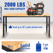 Charger l'image dans la visionneuse de galerie, Amocart 2000 lbs Adjustable Garage Workbench 48/61" L x 20" W Work Table with 28.3"-38.1" Height & Hardwood Top for Office Home