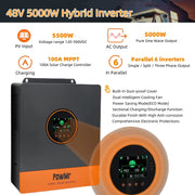 Bild in Galerie-Viewer laden, US MX Stock 5.2KW Hybrid Solar Inversor 48V DC to 120/110V AC 100A MPPT Solar Charger Off-Grid Inverter Fit LifePO4 for Home Use