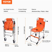 Charger l'image dans la visionneuse de galerie, Amocart 350lbs EMS Stair Climbing Chair Foldable Stair Wheelchair Ambulance Firefighter Evacuation Use for Elderly Disabled