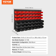Charger l'image dans la visionneuse de galerie, Amocart 48pcs Parts Storage Bins Wall Mounted Garage Containers with Wall Panels Tool Organizer for Nuts Bolts Screws Nails