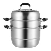 Charger l'image dans la visionneuse de galerie, Amocart Steamer Pot 11in/28cm, 3 Tier Steamer Pot for Cooking with 8.5QT Stock Pot, 304 Stainless Steel Food Steamer Cookware