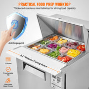 Load image into Gallery viewer, Amocart 28" Commercial Refrigerator Sandwich & Salad Prep Table 7.4 Cu. Ft Stainless Steel Refrigerated Food Prep Station
