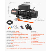 Bild in Galerie-Viewer laden, Amocart 13500 lbs Electric Winch 12V Synthetic Rope Car Winch with Wired Wireless Control for Towing SUV Off-Road Jeep Trailer