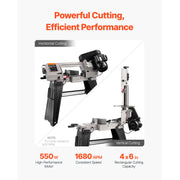 Charger l'image dans la visionneuse de galerie, Amocart 4 in x 6 in Metal Horizontal Band Saw Rectangular Cutting Capacity with 550W Motor, Variable Speed, for Metal Wood Work
