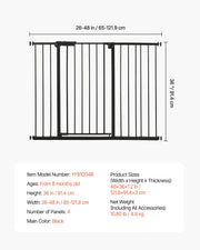 Charger l'image dans la visionneuse de galerie, Amocart Baby Gate 28/30/36 Inches High Dog Gate Easy Step Walk Thru Child Pet Security Pressure Mount Kit Wall Cups Doorways
