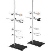 Bild in Galerie-Viewer laden, Amocart Lab Stand Support Laboratory Retort 2 Sets Steel Lab Stand 23.6" Rod Includes Flask Clamps Burette Clamps&Cross Clamps