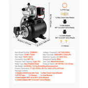 Charger l'image dans la visionneuse de galerie, Amocart 1HP/1.6 HP Shallow Well Pump with Pressure Tank 120V Stainless 5-Gal Tank 20/40 PSI Pressure Switch for Home Garden