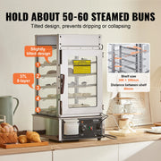 Bild in Galerie-Viewer laden, SucceBuy Commercial Food Warmer Display Food Steamer Bun Warmer Machine Temperature Control Stainless Steel Steamed Buns Warmer