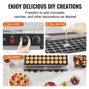 Charger l'image dans la visionneuse de galerie, SucceBuy 50Pcs Mini Dutch Pancake Maker Dorayaki Baker Machine Commercial Non-stick Waffle Maker Dual Temp & Time Control