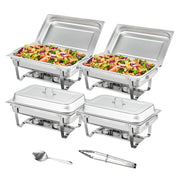 Charger l'image dans la visionneuse de galerie, Amocart 8QT Rectangle Chafing Dish 2/4/6 Packs w/ Full Size Pans Buffet Catering Warmer Server Folding Stand Fuel Holder Tray