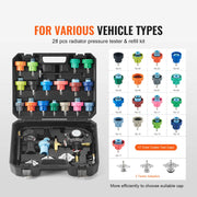 Charger l'image dans la visionneuse de galerie, Amocart 28 Pcs Universal Radiator Pressure Tester Kit Manual Pump Color-coded Steel Test Cap Adapter Toolbox For Car Motorcycle