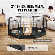 Charger l'image dans la visionneuse de galerie, Amocart Dog Playpen 8 Pcs 24x24in Panels Foldable Metal Pet Exercise Pen Dog Fence Indoor Outdoor Pen with Door for Dogs, Cats