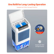 Bild in Galerie-Viewer laden, Amocart Evaporative Air Cooler 3100CFM with 9Gal Water Tank Swamp Cooler with Remote Control 12H Timer 4 Ice Boxes 3 Wind Speed