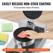 Bild in Galerie-Viewer laden, Amocart Commercial Waffle Maker 1230W Round Waffle Baker Machine Non-Stick Stainless Steel Belgian Waffle Iron w/ TIme Control