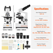 Bild in Galerie-Viewer laden, Amocart Compound Trinocular Microscope 40X-2500/40X-5000X Magnification Lab Microscope w/ LED Illumination & External Interface