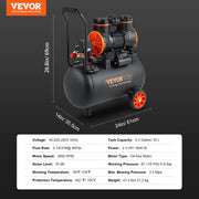 Charger l'image dans la visionneuse de galerie, Amocart Silent Oil-free Air Compressor 900W-1800W Portable Quiet Air Pump Tire Inflator Whisper Compressor