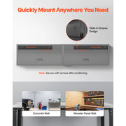 Bild in Galerie-Viewer laden, Amocart Metal Wall Cabinet 30x12x14in Floating Garage Tool Cabinet with Up-Flip Door 120 lbs per Shelf Fit for Garage Basement