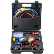 Bild in Galerie-Viewer laden, Amocart 4 Way AC Gauge-AC Manifold Gauge Set 5ft Hoses for R134A/R22/R12/R410A Work on Car Auto Freon Charging and Evacuation