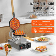 Load image into Gallery viewer, Amocart Commercial Egg Bubble Waffle Maker 1400W Non-Stick Stainless Steel Bubble Puff w/180° Rotatable 2 Pans & Wooden Handles