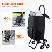 Load image into Gallery viewer, Amocart 36L 110Lbs Grocery Cart Folding Shopping Cart Hand-pulled Trolley Household Portable Storage Stair Climbing Handcart