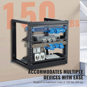 Bild in Galerie-Viewer laden, Amocart 9U Wall Mount Rack 150lbs Max Load Capacity Open Frame Server Network Rack with Cage Nuts Screw for Server IT Equipment